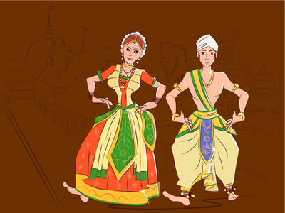 印度阿萨姆邦的 Sattriya 古典舞的夫妇