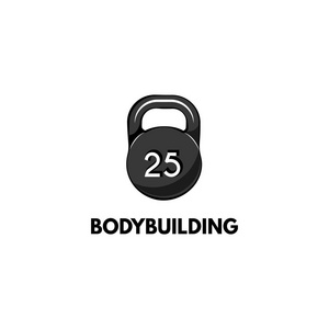 壶图标。Bodyduilding 题词。运动徽章健身图标。向量