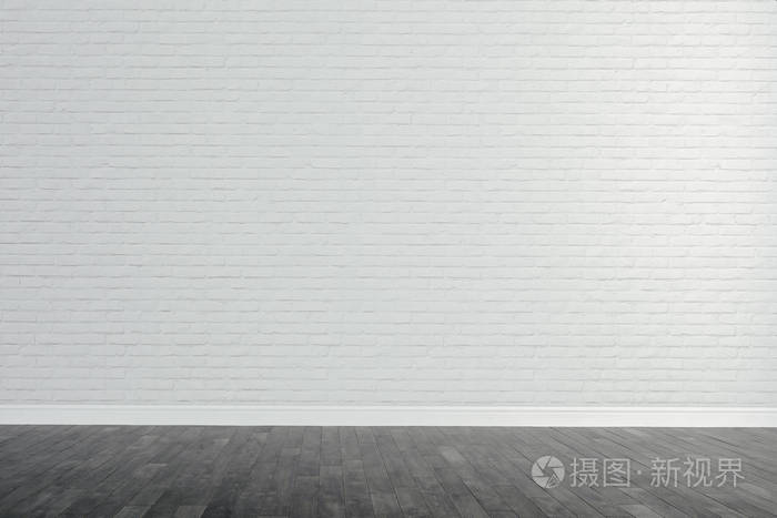 3d. 室内带空白墙和木地板, 渲染