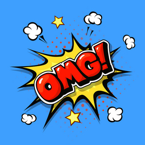 爆炸新闻omg 漫画动画文本在流行艺术爆炸照片