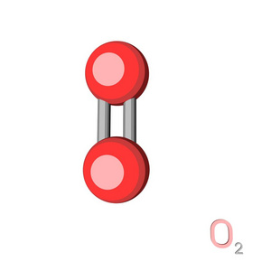 氧模型分子。在白色背景下被隔离。3d renderin
