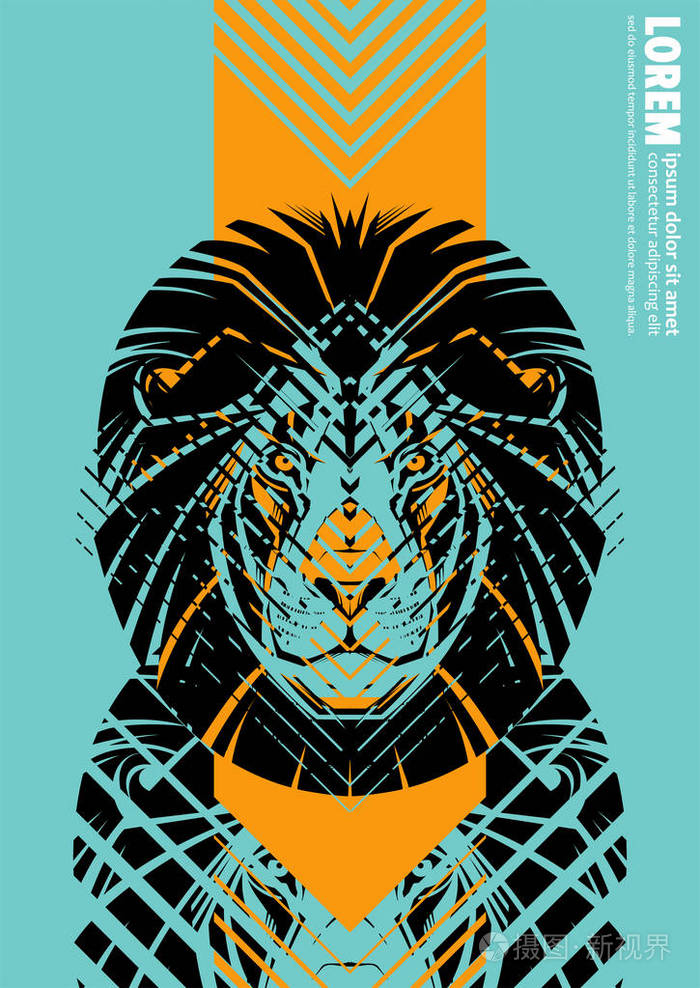 用现代图形的形式设计狮子头海报