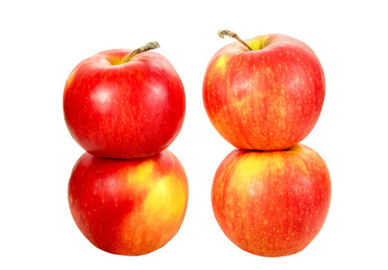 在白色背景上成熟的红苹果