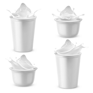 矢量3d 逼真的酸奶塑料包