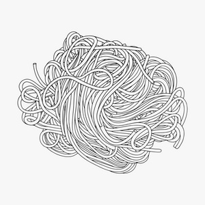手绘意大利面条线艺术在白色背景上照片