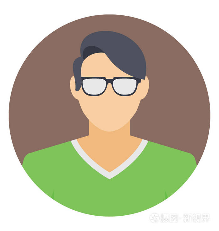 戴眼镜的男人的扁平图标
