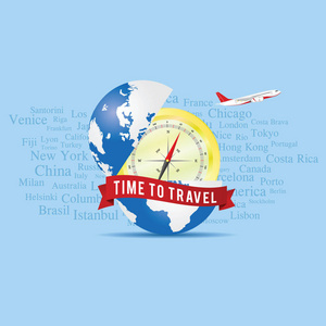 环球插画旅游标志时间图片