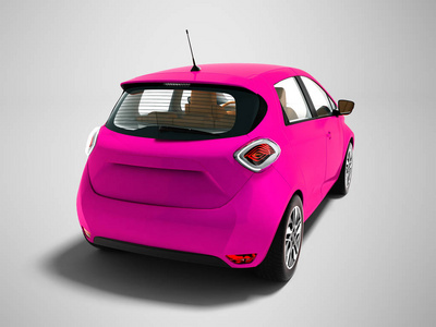 现代电动汽车掀背与棕色内饰粉红色的旅行