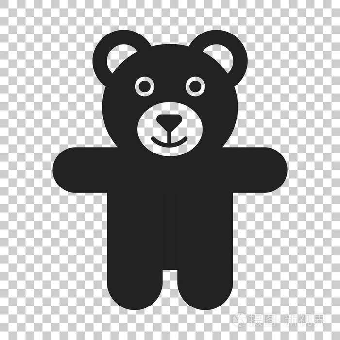 泰迪熊毛绒玩具图标.孤立反式矢量图解