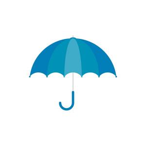 矢量插图。蓝色伞图标。蓝色雨伞隔离
