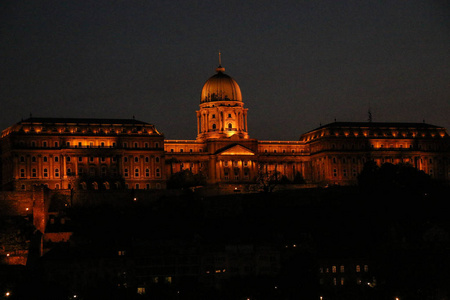 皇宫和多瑙河在布达佩斯的夜晚图片
