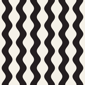 矢量无缝的黑色和白色波浪线模式。抽象的几何背景设计