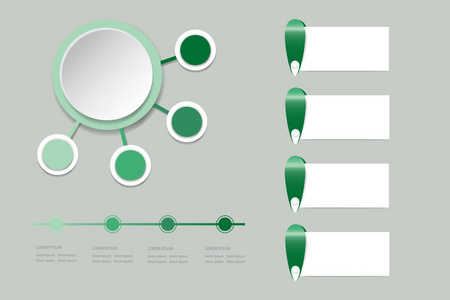 绿色色彩阴影中的现代 infograph 标签