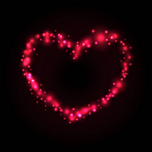 红色发光的心脏在黑背景向量例证 eps10