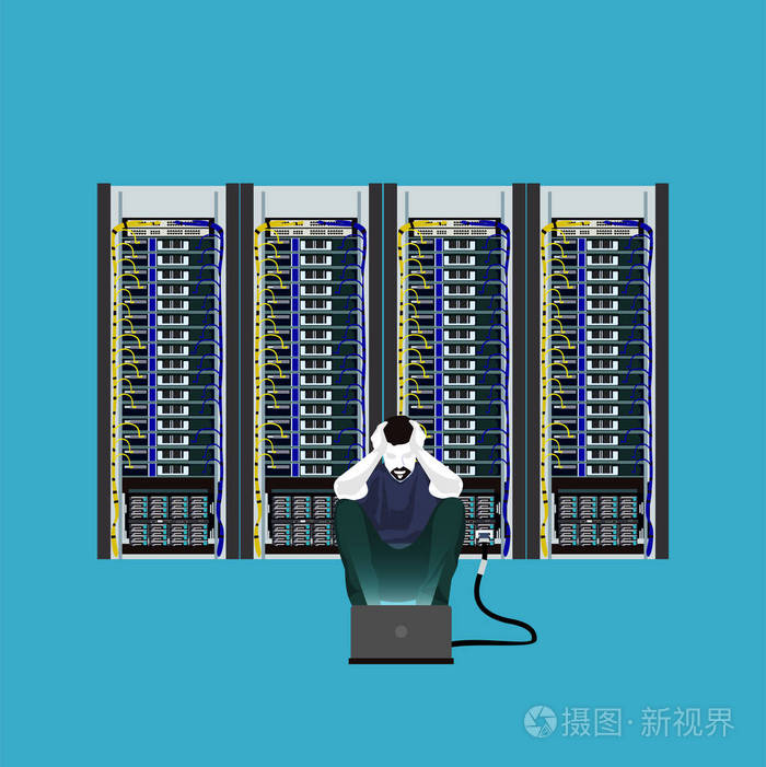 服务器机房中的程序员