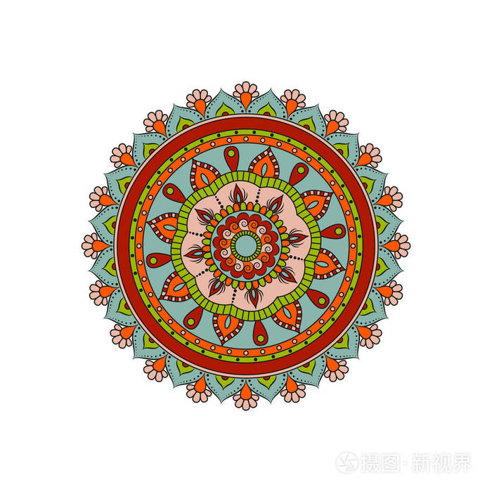 曼陀罗.圆形装饰花卉图案.装饰元素.奥里