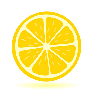 图标柠檬。新鲜的柠檬水果和切片。在白色背景下被隔离。向量
