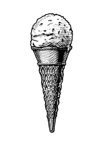 冰淇淋勺在锥