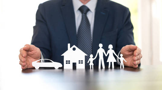 家庭家庭和汽车保险的概念