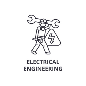 电气工程矢量线图标, 符号, 背景插图, 可编辑笔画