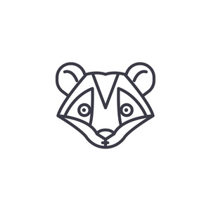 浣熊头向量线图标, 符号, 背景插图, 可编辑笔画