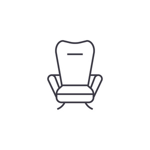 躺椅矢量线图标, 符号, 背景插图, 可编辑笔画照片