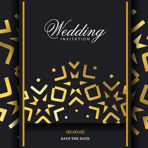 黑色背景优雅设计和排版的婚礼贺卡