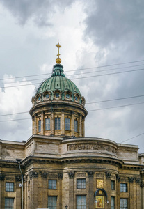 喀山大教堂是俄国东正教大教堂在涅夫斯基大街在圣彼得堡, 俄国