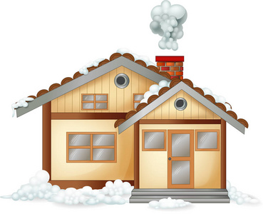 滑稽的雪房子动画片在白色背景