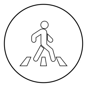 行人在斑马线上的图标轮廓黑颜色矢量插图简单图像平面样式照片