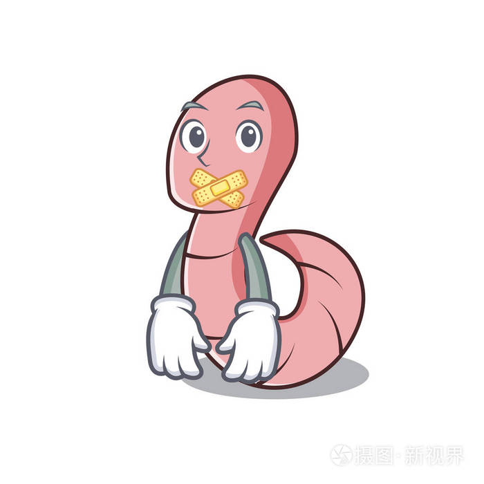 无声蠕虫吉祥物卡通风格矢量插画