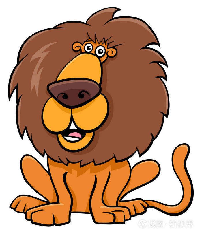 动画片滑稽的狮子狂放的猫动物字符的例证