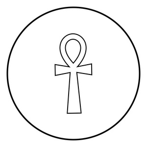 安科图标轮廓在圆圈黑色矢量插图简单图像平面样式金安克埃及十字架