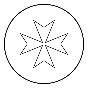 马耳他十字图标轮廓圆圈黑色矢量插图简单图像平面样式照片