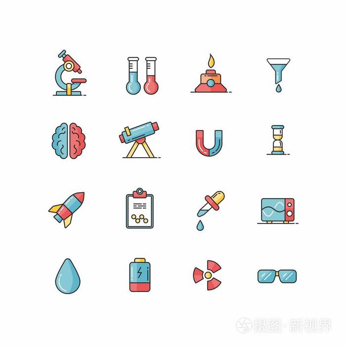 科学图标 图标集 线条图标 生物标志 医学标志