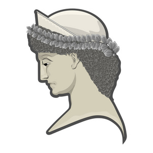 古罗马女子的头部矢量图像与凯旋花圈照片