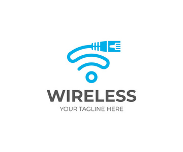 lan 电缆和互联网提供商标识照片