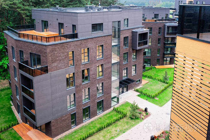 欧洲现代公寓住宅建筑群.其他户外设施