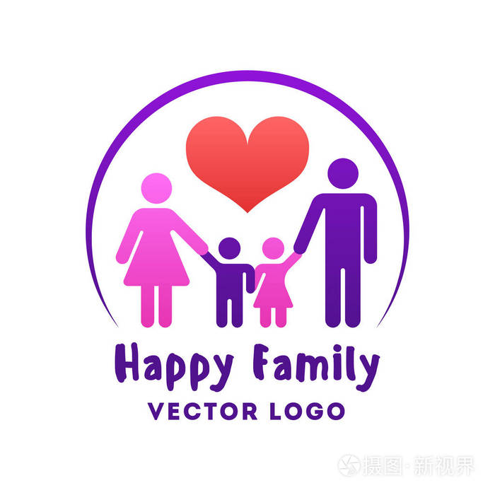 快乐家庭爱情矢量徽标