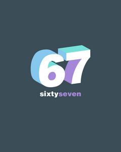 企业号行数字67号徽标图标, 几何企业标识, 矢量插图照片