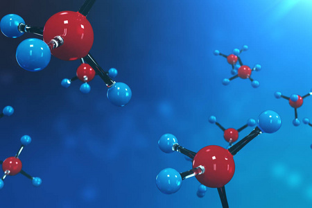 3d 渲染分子。原子 bacgkround。横幅或传单的医学背景。分子结构在原子水平上