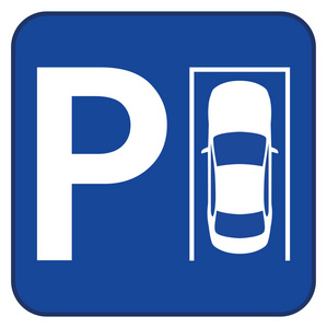 蓝色停车标志。矢量插图