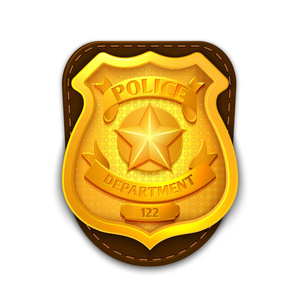 黄金现实警察, 侦探矢量徽章与盾牌照片