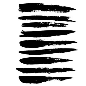 干墨墨刷笔画.手绘黑色画笔.handdrawn 干刷黑涂片.现代矢量插图照片