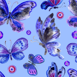装饰蝴蝶的无缝水彩图案
