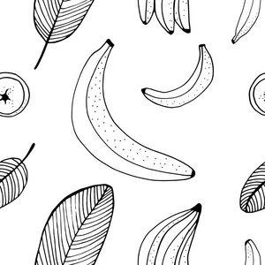 香蕉涂鸦无缝图案