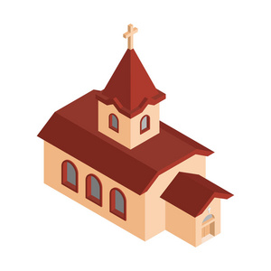 教会图天主教基督徒房子宗教。矢量插图