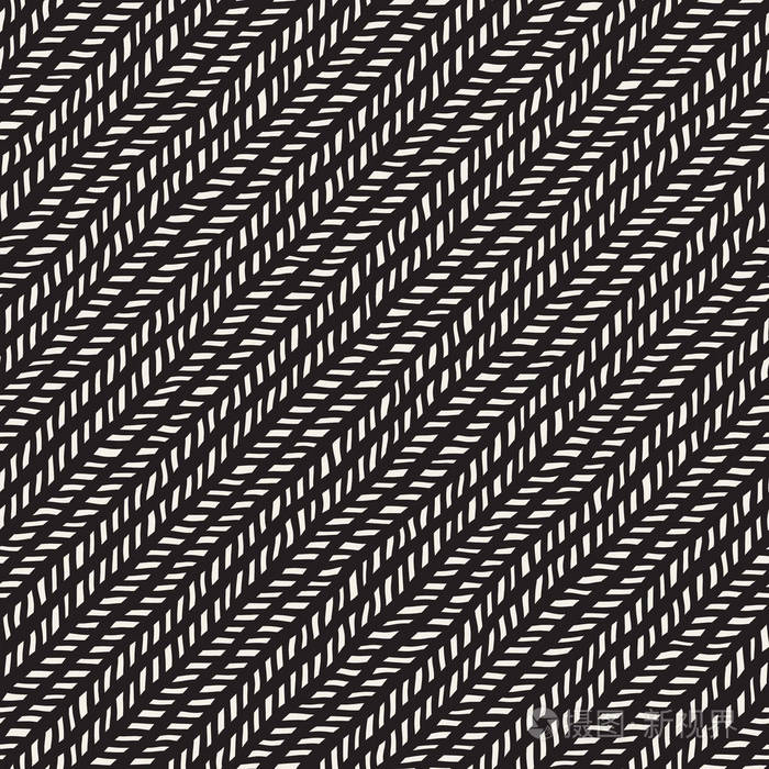 简单的墨迹几何图案.黑白描边背景.手绘墨水刷纹理为您的花样