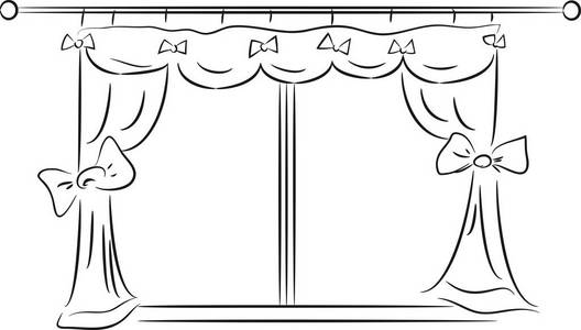窗手绘窗帘窗示意图照片