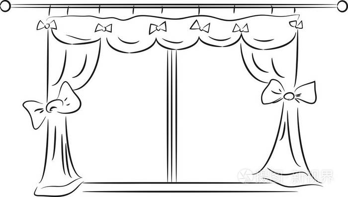窗帘窗示意图插画-正版商用图片0ujo3t-摄图新视界